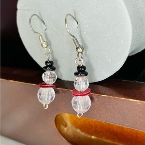 Beaded Snowman Earrings Holiday Christmas Jewelry